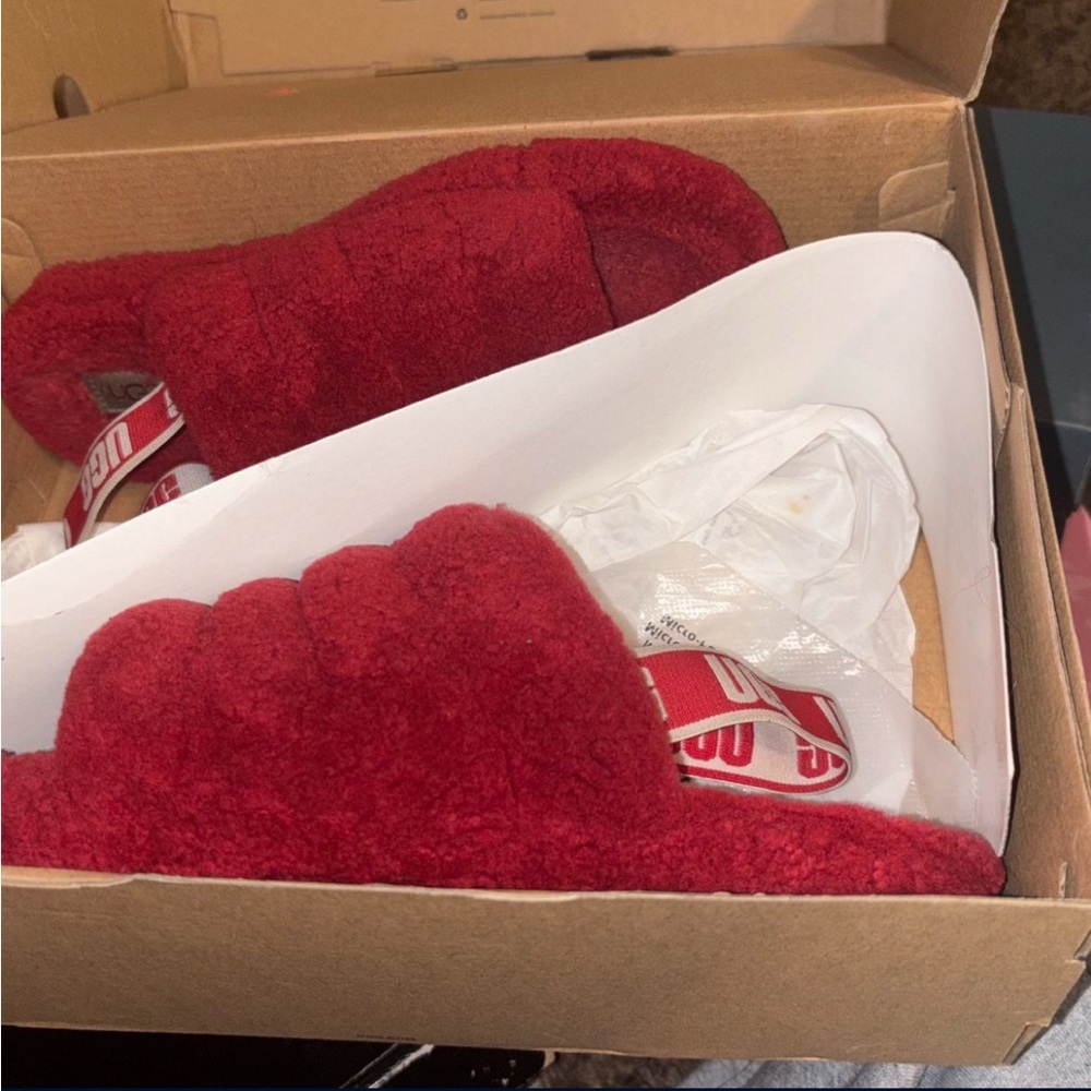 Red Fuzzy Slippers